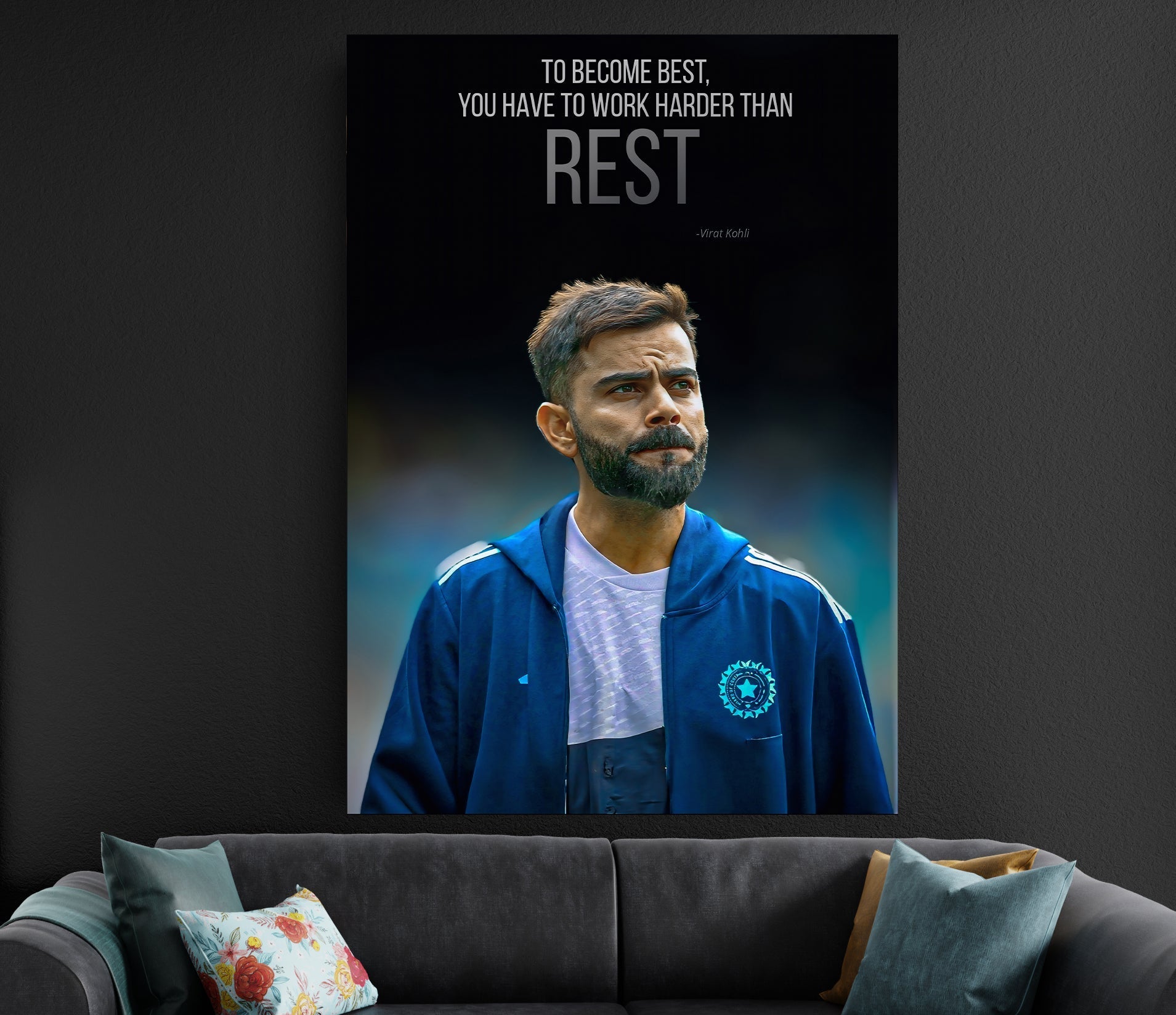Virat Kohli Motivational Poster | Quote Cricket Wall Art Team India Lazywalls